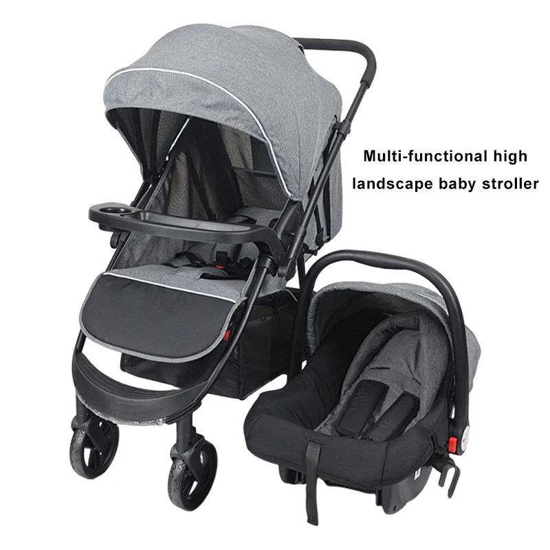 HKM-363731 2 in 1 Be-directional Baby Stroller with Car Seat for Toddlers - Lightweight Folding Design