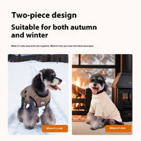 HKM-3638077 Winter Warm Two-Piece Dog Suit in Brown, Army Green, and Wine Red - Sizes S to 3XL