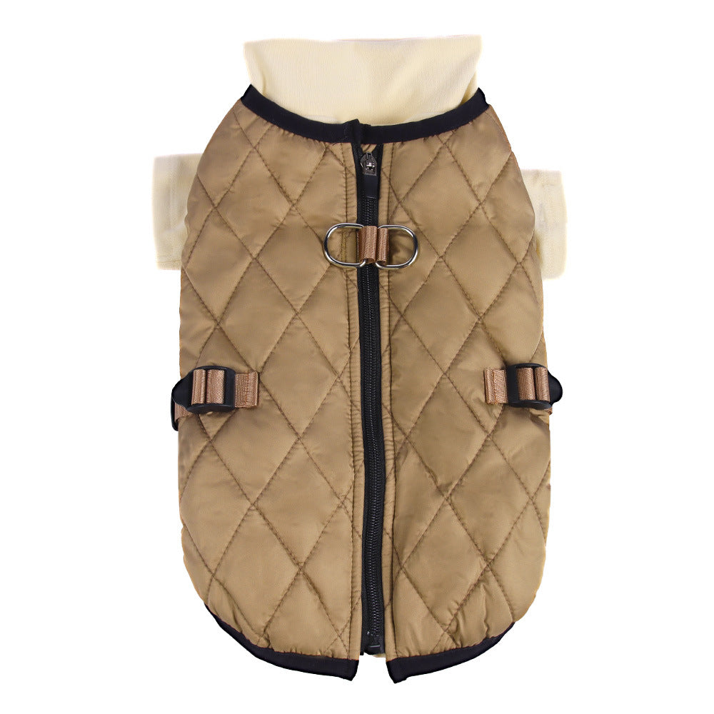 HKM-3638077 Winter Warm Two-Piece Dog Suit in Brown, Army Green, and Wine Red - Sizes S to 3XL