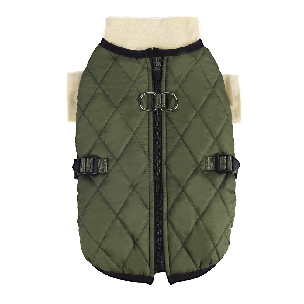 HKM-3638077 Winter Warm Two-Piece Dog Suit in Brown, Army Green, and Wine Red - Sizes S to 3XL