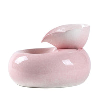 HKM-3638333 Ceramic Automatic Cat Water Dispenser with Filtration System - White and Pink