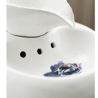 HKM-3638333 Ceramic Automatic Cat Water Dispenser with Filtration System - White and Pink