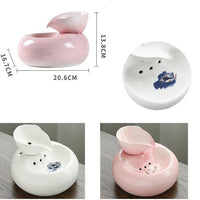 HKM-3638333 Ceramic Automatic Cat Water Dispenser with Filtration System - White and Pink
