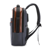 HKM-363923 USB Charging Nylon Laptop Black Backpack for Students, Multi-Compartment Computer Rucksack