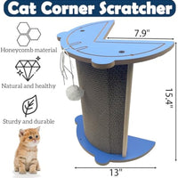 HKM-3639741 Cat Corner Scratcher with Hanging Ball - Vertical Cardboard Scratching Pad for Cats, Durable and Space-Saving Design