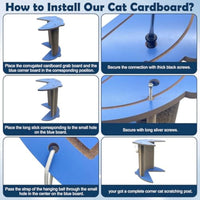 HKM-3639741 Cat Corner Scratcher with Hanging Ball - Vertical Cardboard Scratching Pad for Cats, Durable and Space-Saving Design