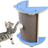 HKM-3639741 Cat Corner Scratcher with Hanging Ball - Vertical Cardboard Scratching Pad for Cats, Durable and Space-Saving Design