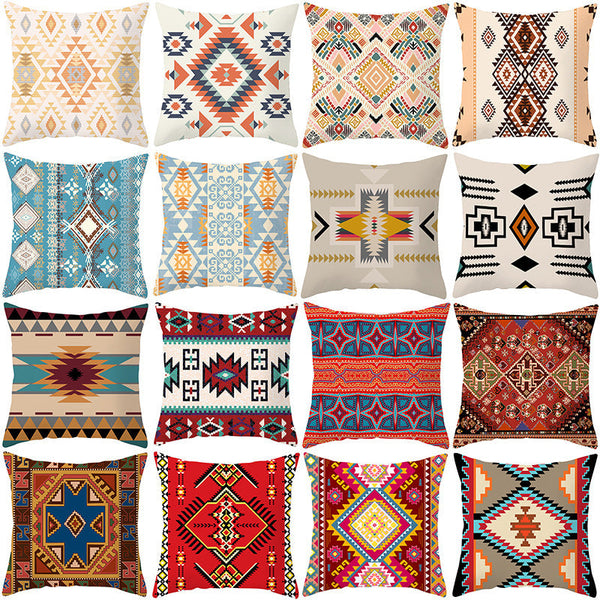 HKM-363987 Bohemian Style Luxury Pillow Cover with Geometric Pattern, 45x45cm Polyesters