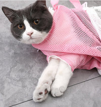 HKM-3640125 Pet Bathing Bag for Cats - Simple Mesh Design in Pink, Gray, and Green