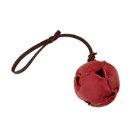 HKM-3640893 Leather Dog Training Bite Ball Toy with Handle for Tug and Fetch Play