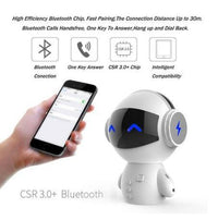 HKM-364179 Cute Mini Bluetooth Robot Speaker with 15-Hour Playtime, 5W Output Power, and 16GB Storage