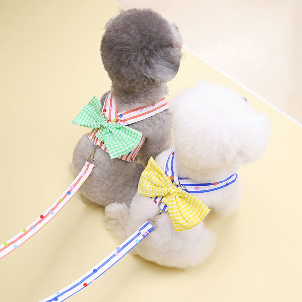 HKM-3642045 Casual Pet Clothing with Vertical Bar Bow, Available in Striped Colors and Multiple Sizes