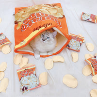 HKM-3642301 Soft Potato Chip Bag Cat and Dog Bed, Cotton, Orange, 56x66cm