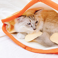 HKM-3642301 Soft Potato Chip Bag Cat and Dog Bed, Cotton, Orange, 56x66cm