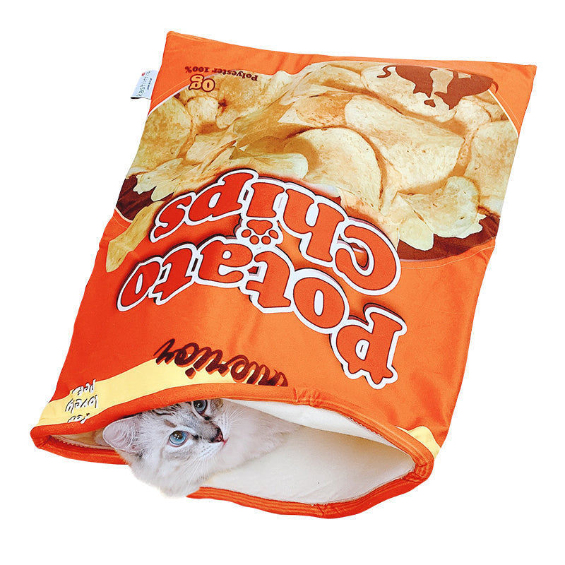 HKM-3642301 Soft Potato Chip Bag Cat and Dog Bed, Cotton, Orange, 56x66cm