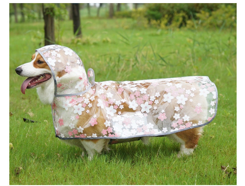 HKM-3642813 Floral TPU Raincoat for Medium-Sized Dogs - Available in Pink and Yellow