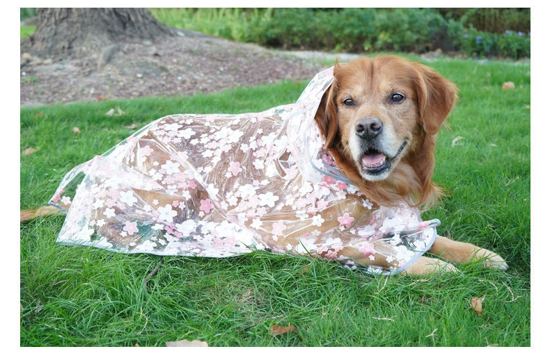 HKM-3642813 Floral TPU Raincoat for Medium-Sized Dogs - Available in Pink and Yellow