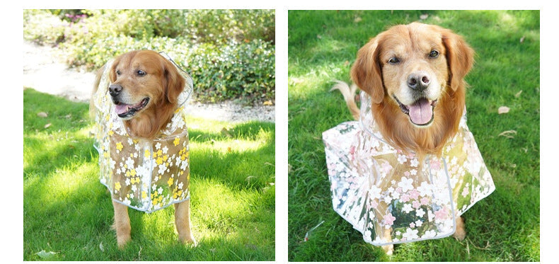 HKM-3642813 Floral TPU Raincoat for Medium-Sized Dogs - Available in Pink and Yellow