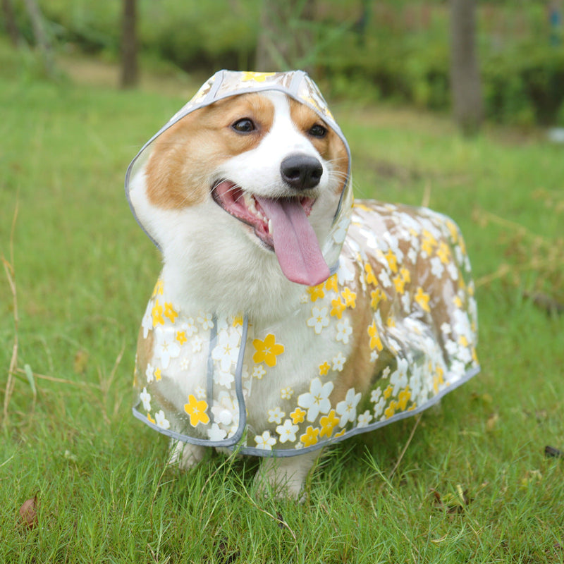 HKM-3642813 Floral TPU Raincoat for Medium-Sized Dogs - Available in Pink and Yellow
