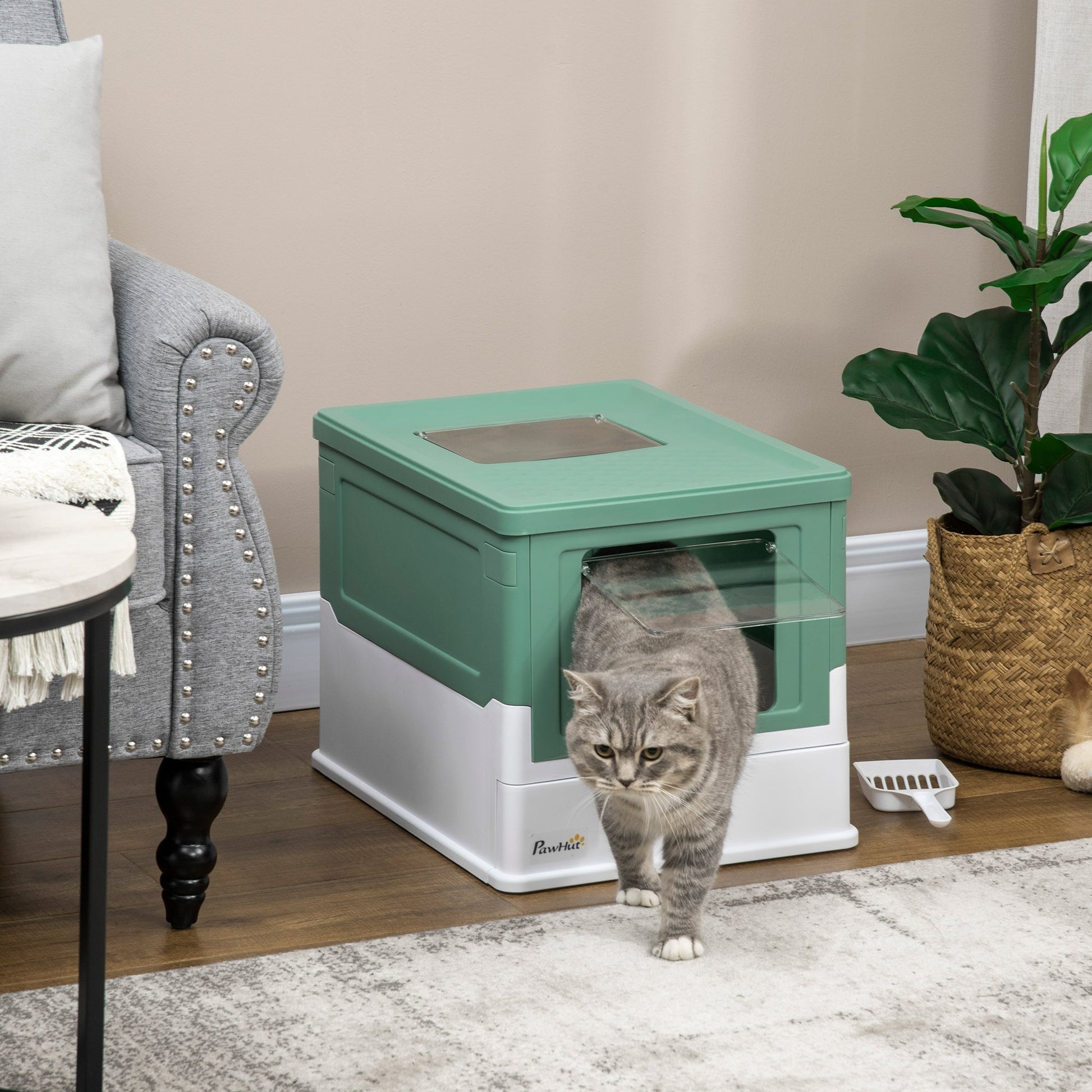 HKM-3643709 Enclosed Cat Litter Box with Dual Entry and Top Exit for Maximum Comfort and Cleanliness