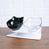 HKM-3644221 Elevated Non-Slip Double Cat Bowl with 15¡ã Tilted Stand for Enhanced Neck Comfort