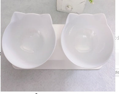 HKM-3644221 Elevated Non-Slip Double Cat Bowl with 15¡ã Tilted Stand for Enhanced Neck Comfort