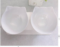 HKM-3644221 Elevated Non-Slip Double Cat Bowl with 15¡ã Tilted Stand for Enhanced Neck Comfort