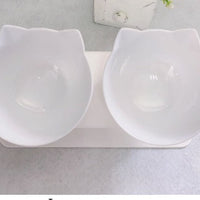 HKM-3644221 Elevated Non-Slip Double Cat Bowl with 15¡ã Tilted Stand for Enhanced Neck Comfort