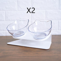 HKM-3644221 Elevated Non-Slip Double Cat Bowl with 15¡ã Tilted Stand for Enhanced Neck Comfort
