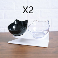 HKM-3644221 Elevated Non-Slip Double Cat Bowl with 15¡ã Tilted Stand for Enhanced Neck Comfort