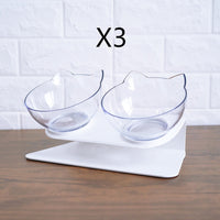 HKM-3644221 Elevated Non-Slip Double Cat Bowl with 15¡ã Tilted Stand for Enhanced Neck Comfort