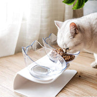 HKM-3644221 Elevated Non-Slip Double Cat Bowl with 15¡ã Tilted Stand for Enhanced Neck Comfort
