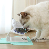 HKM-3644221 Elevated Non-Slip Double Cat Bowl with 15¡ã Tilted Stand for Enhanced Neck Comfort