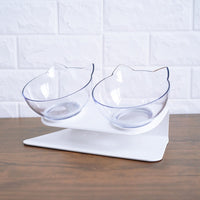 HKM-3644221 Elevated Non-Slip Double Cat Bowl with 15¡ã Tilted Stand for Enhanced Neck Comfort