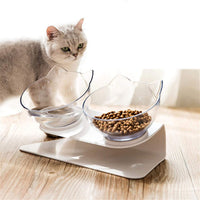 HKM-3644221 Elevated Non-Slip Double Cat Bowl with 15¡ã Tilted Stand for Enhanced Neck Comfort