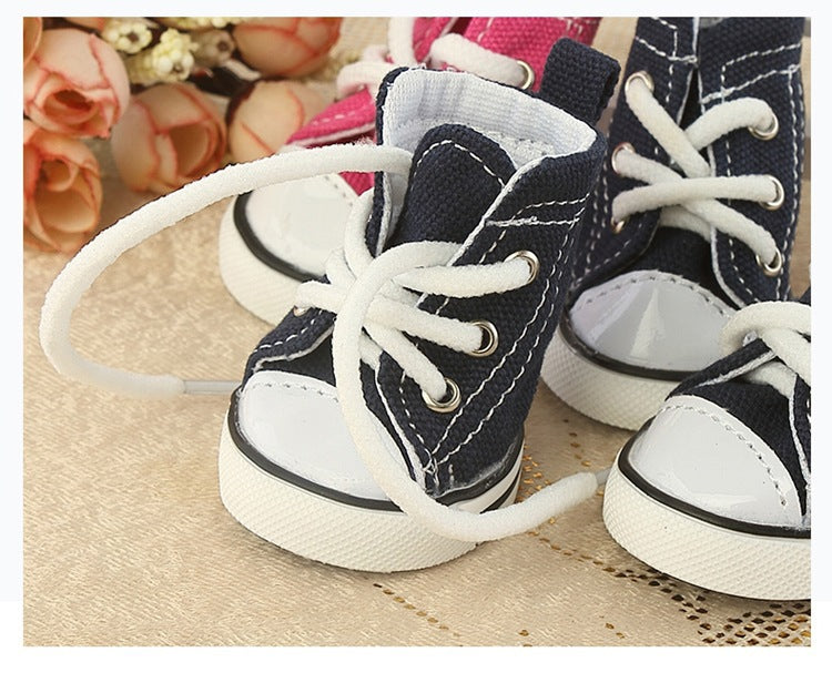 HKM-3644861 Denim Canvas Pet Shoes – Breathable and Comfortable in Blue and Pink