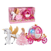 HKM-364499 Princess Carriage Doll Playset with Light and Music for Girls Ages 2-4