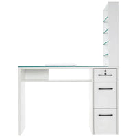 HKM-364563 Customised Nail Manicure Table with Glass Drawers and Shelves for Salon Use