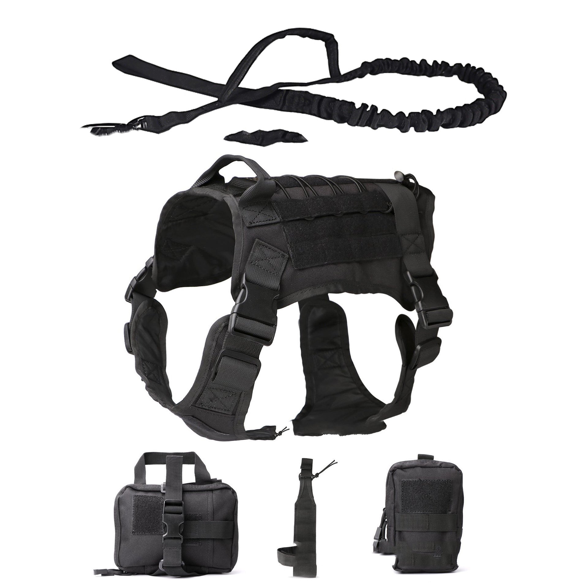 HKM-3647293 Tactical Outdoor Dog Vest Suit with Strap, Rope, Kettle Bag, Ambulance Bag, and Backpack