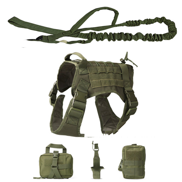 HKM-3647293 Tactical Outdoor Dog Vest Suit with Strap, Rope, Kettle Bag, Ambulance Bag, and Backpack