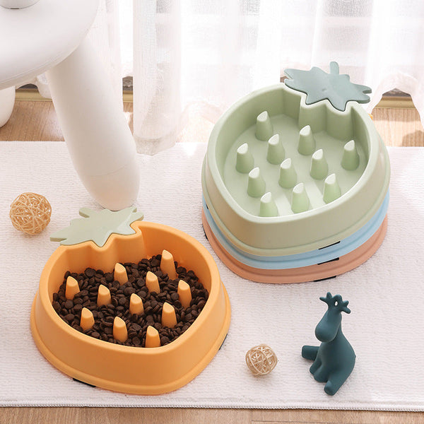 HKM-3648189 Pineapple-Shaped Slow Feed Pet Bowl in Vibrant Colors Suitable for Dogs