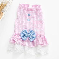 HKM-3648573 Summer Princess Dress for Small Dogs in Blue and Pink - Lightweight Polyester, Multiple Sizes Available