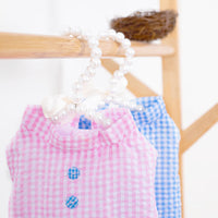 HKM-3648573 Summer Princess Dress for Small Dogs in Blue and Pink - Lightweight Polyester, Multiple Sizes Available