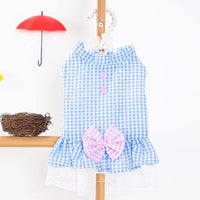 HKM-3648573 Summer Princess Dress for Small Dogs in Blue and Pink - Lightweight Polyester, Multiple Sizes Available