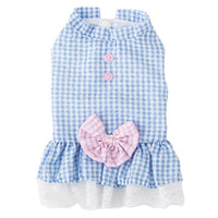 HKM-3648573 Summer Princess Dress for Small Dogs in Blue and Pink - Lightweight Polyester, Multiple Sizes Available