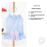 HKM-3648573 Summer Princess Dress for Small Dogs in Blue and Pink - Lightweight Polyester, Multiple Sizes Available
