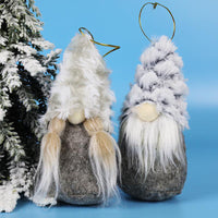 HKM-365139 Festive Plush Old Man Doll Ornament - Christmas Window Decoration, Grey & Pink, 16cm