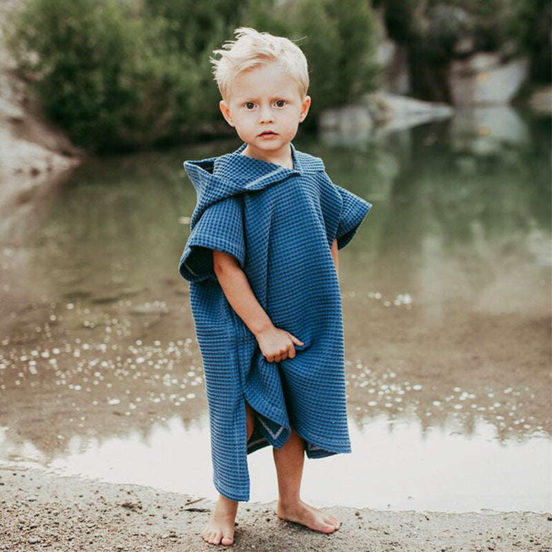 HKM-365267 Quick-Drying Cotton Hooded Bathrobe for Kids in Multiple Colors