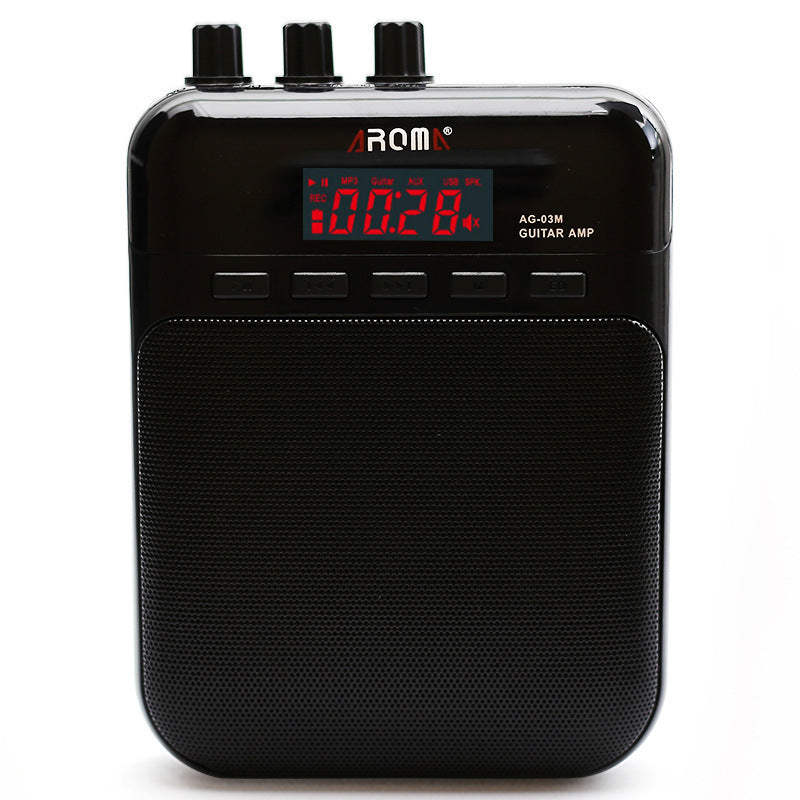 HKM-365331 Rechargeable Mini Speaker with Guitar Volume and Pitch Control, Microphone Input, and Music Playback Function