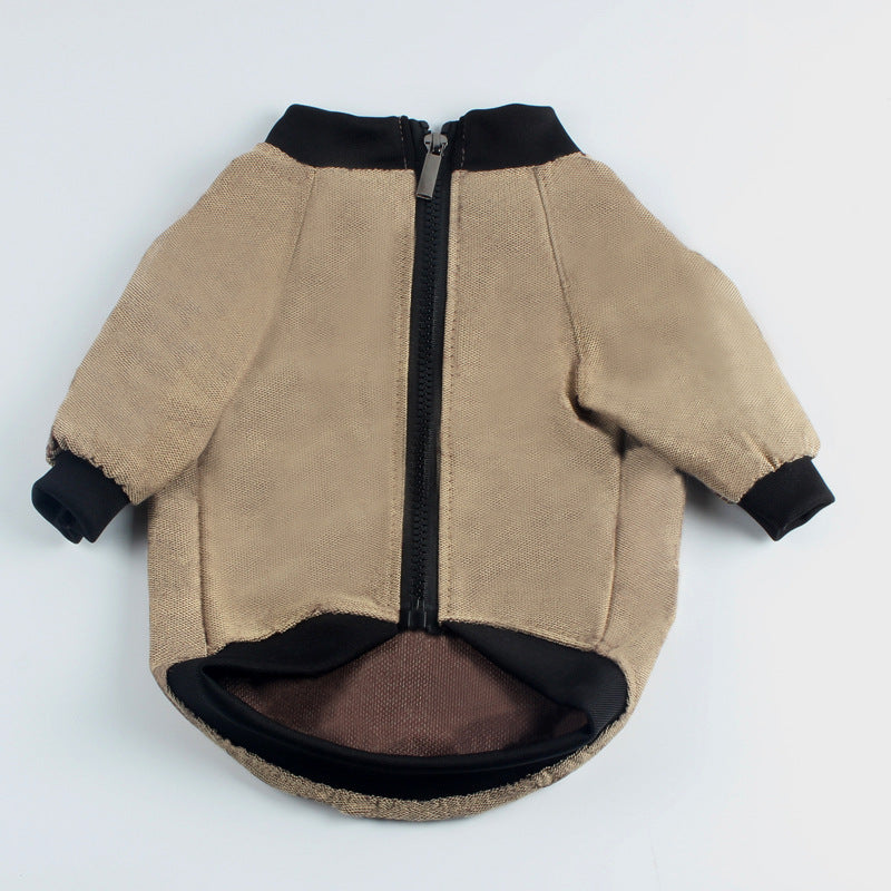 HKM-3653437 Khaki Winter Hoodie Coat for Pets - Casual Polyester Design in Multiple Sizes